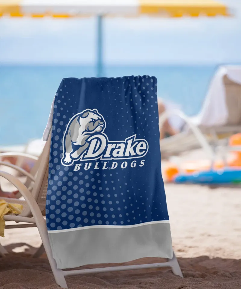 Drake University Beach Towel/Bath Towel, 30"x60" Radial Dots