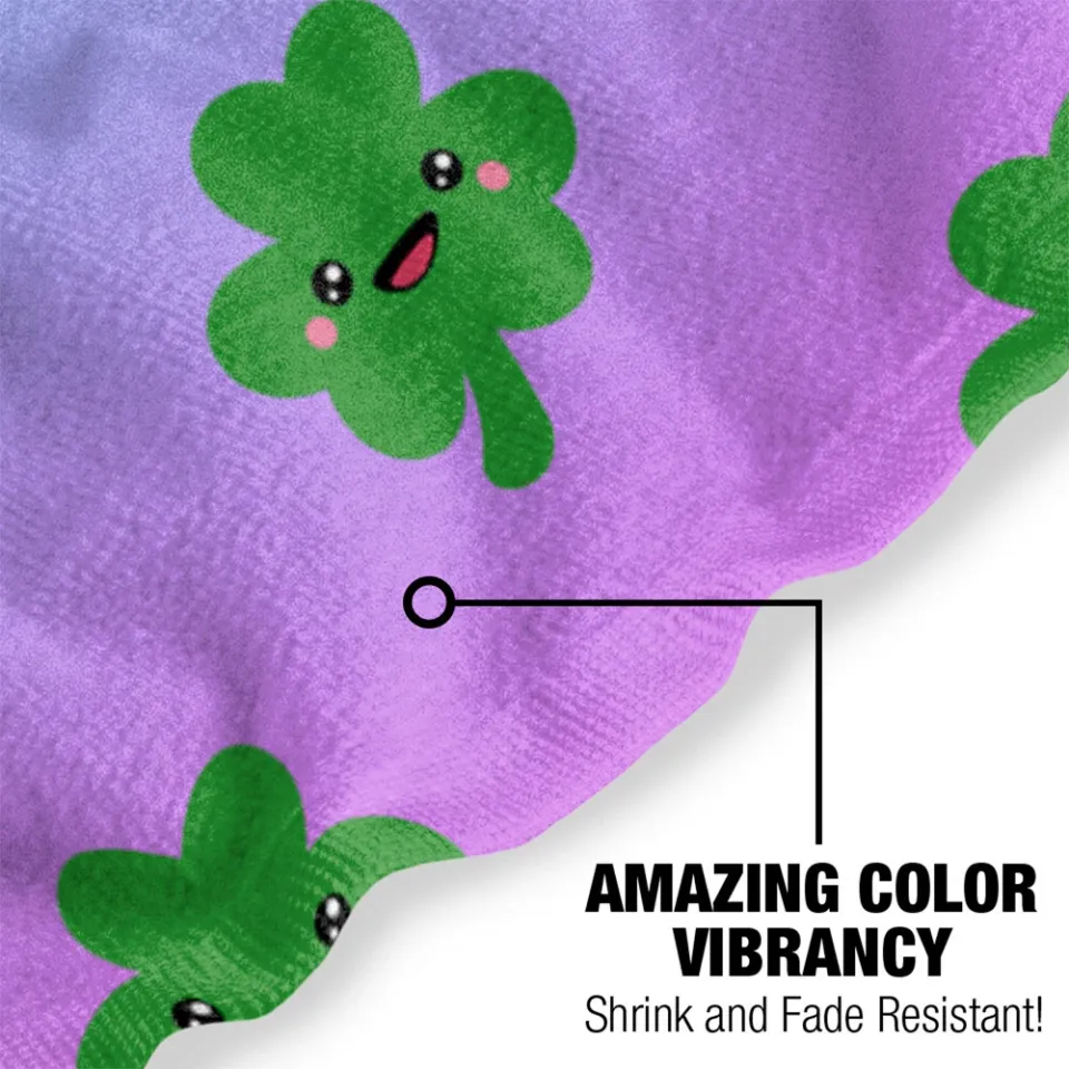 30"x60" Chibi Shamrock Beach Towel Irish St Patricks Lightweight Microfiber Bath