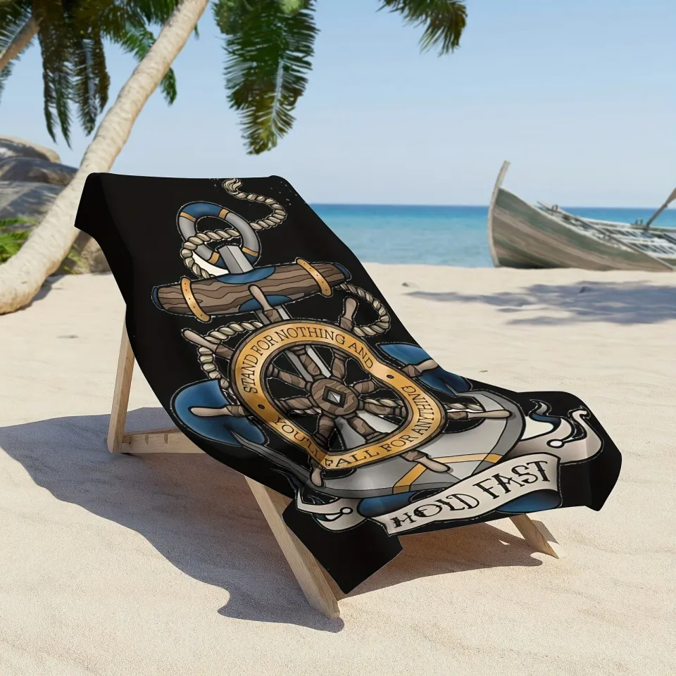 Microfiber Beach Towel Quick Drying Soft Lightweight Anchor Letters Bath Towels