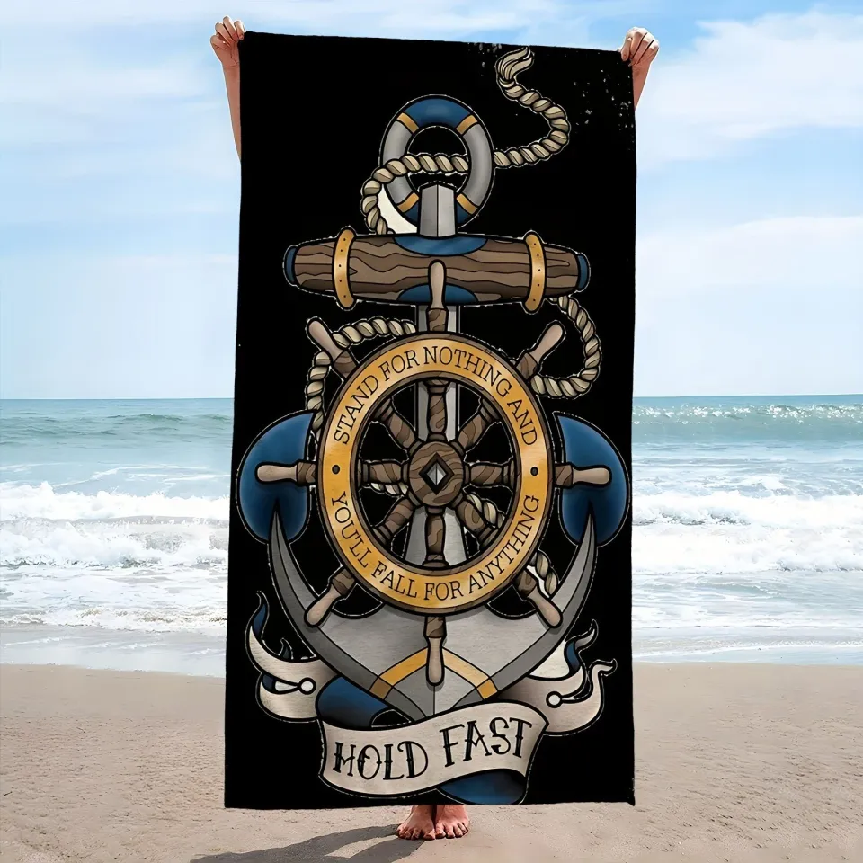 Microfiber Beach Towel Quick Drying Soft Lightweight Anchor Letters Bath Towels