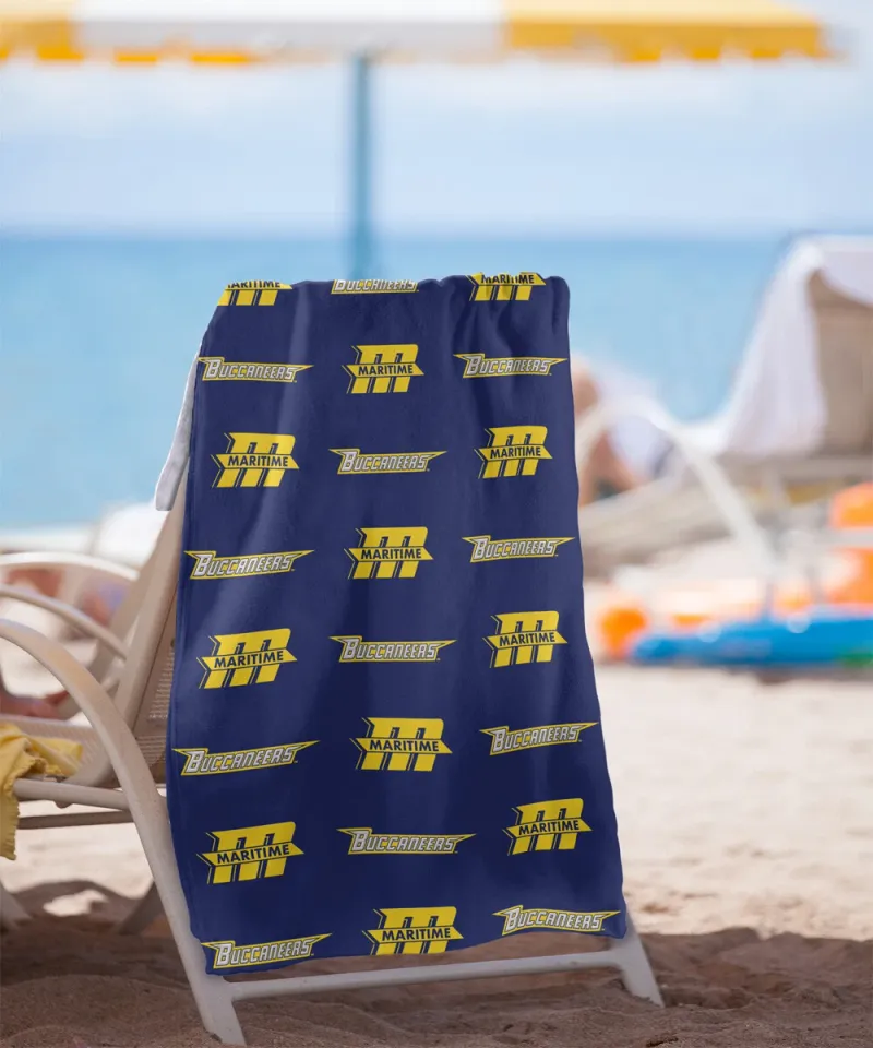 Massachusetts Maritime Academy Beach Towel/Bath Towel, 30"x60" Logo Pattern