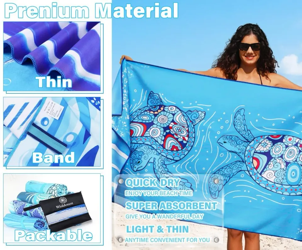 Oversized Lightweight Microfiber Beach Towel Sand Free Quick Dry 78"x35"