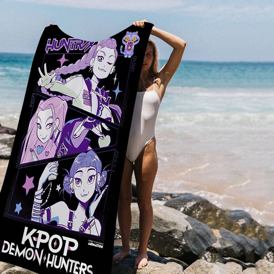 Popular Anime K-Pop D-Demon Hunters Microfiber Beach Towel
