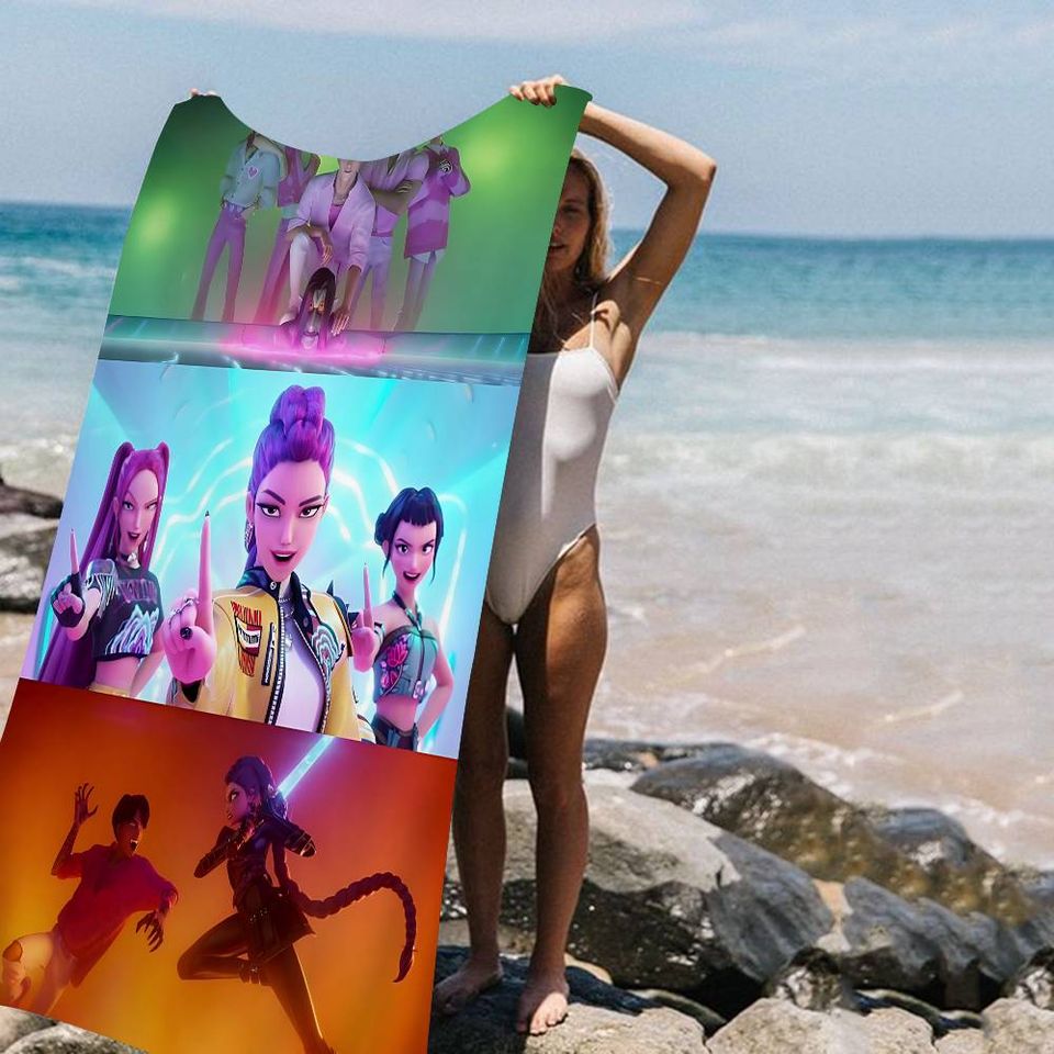 Popular Anime K-Pop D-Demon Hunters Microfiber Beach Towel