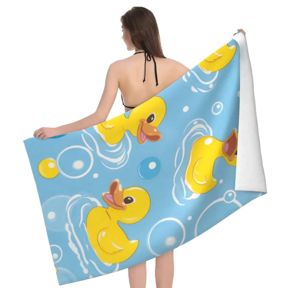 Rubber Duck Beach Towel Fun Water Theme Sand-Free Microfiber Bath Towel Ultra...