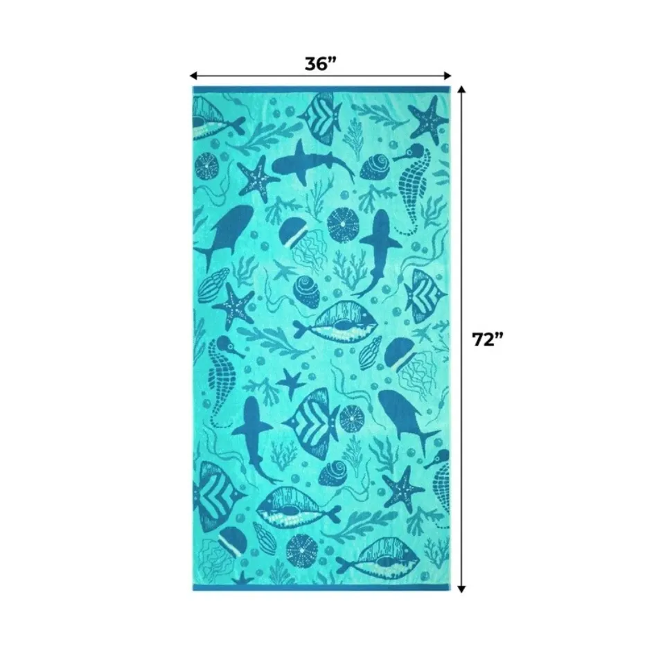 Luxuriously Soft Oversized Sea Life Beach Towel Quick Dry Eco-Friendly Absorbent