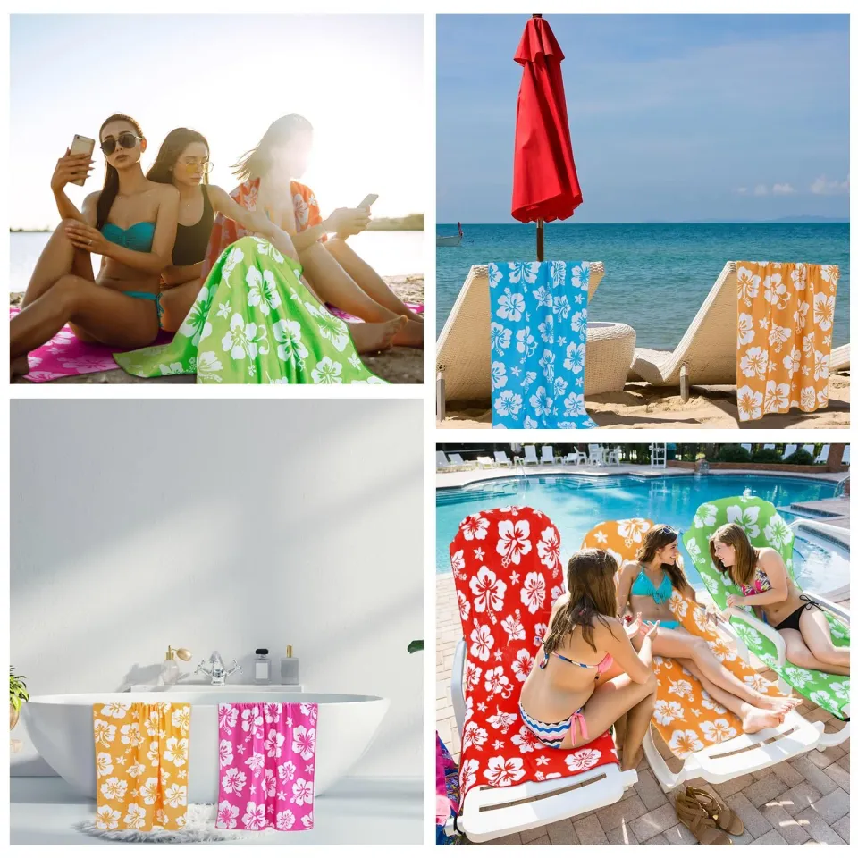 6 Pcs Microfiber Beach Towel 28 X 59 Inch Oversized Large Quick Dry Lightweight