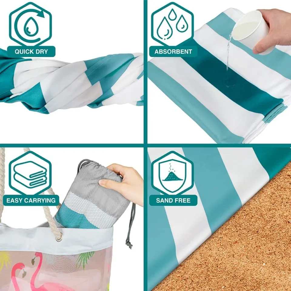 Sun Cube Microfiber Beach Towel, Quick Dry Sand Free Beach Towel, Lightweight, C