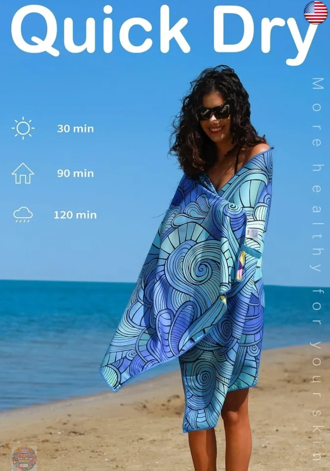 Microfiber Thin Lightweight Beach Towel Sand Free Quick Dry Absorbent Compact