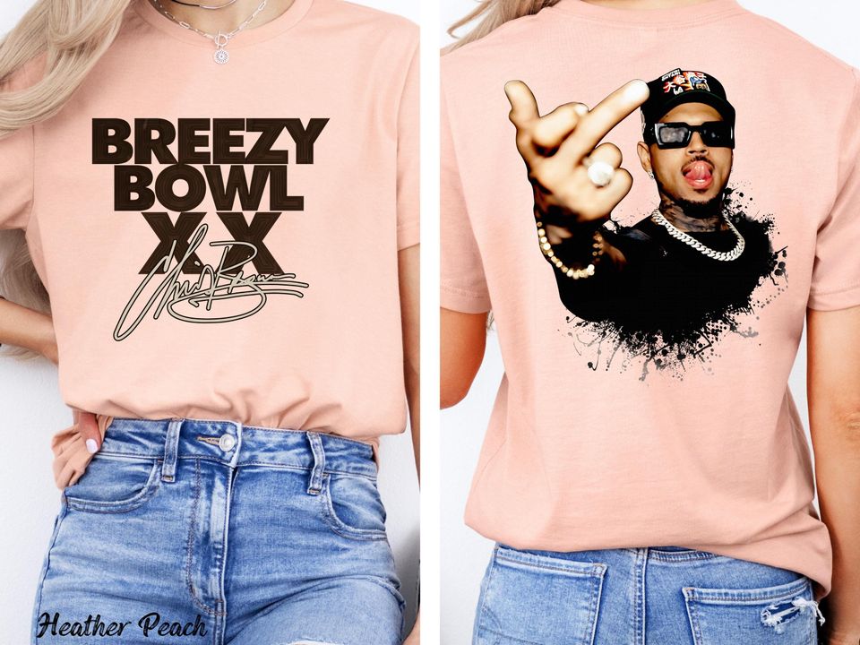 Chris Brown Breezy Bowl XX Double Sided T-Shirt, Chris Brown Album Merch, Chris Brown Fan Gift