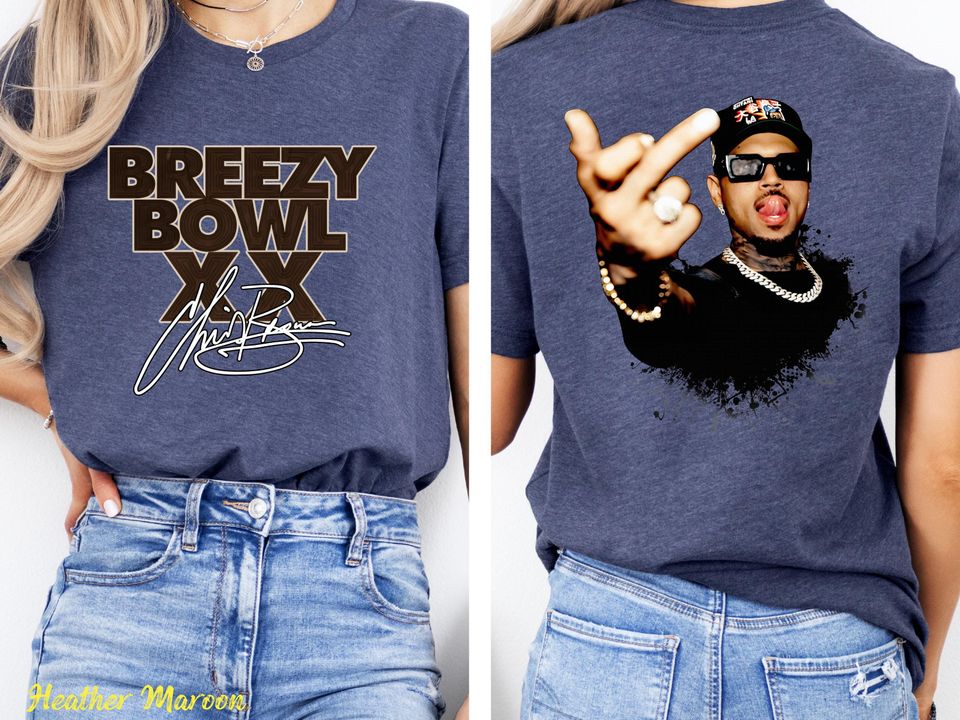 Chris Brown Breezy Bowl XX Double Sided T-Shirt, Chris Brown Album Merch, Chris Brown Fan Gift