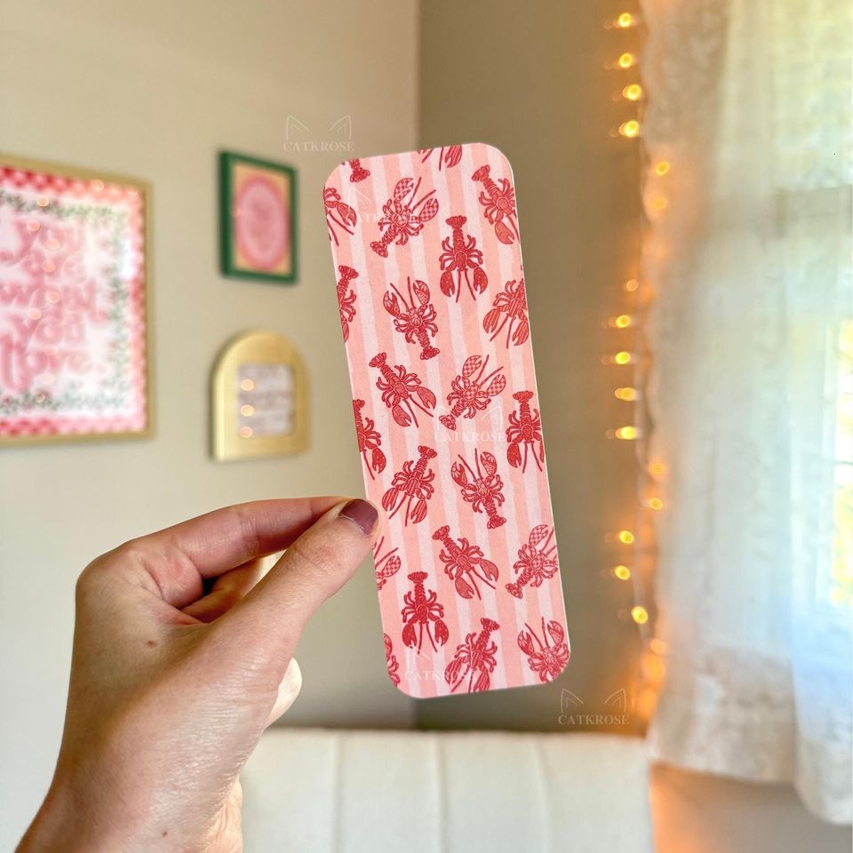 Pink Striped Lobster Bookmark