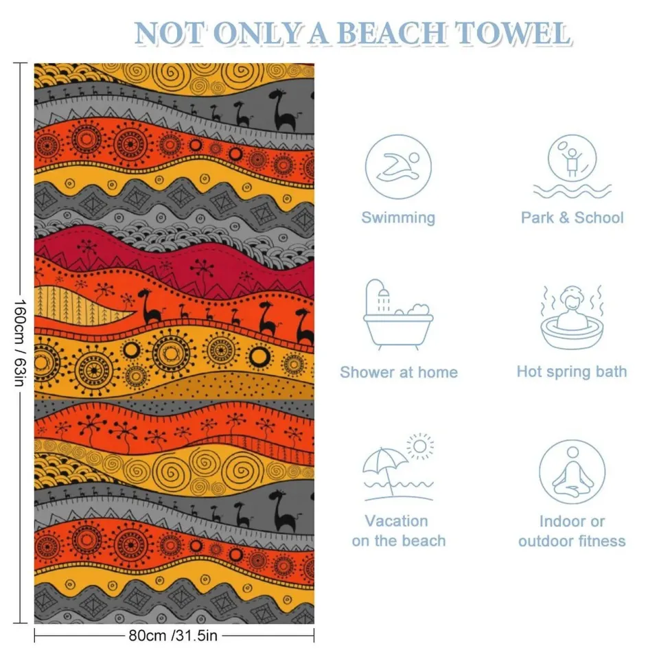 The Wild Microfiber Beach Towel Lightweight Thin Sand Free Quick Dry Absorbent