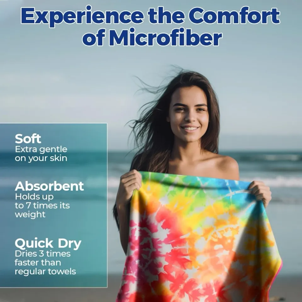 Microfiber Beach Towels - Soft & Lightweight - Absorbent Quick Dry Sand Free ...