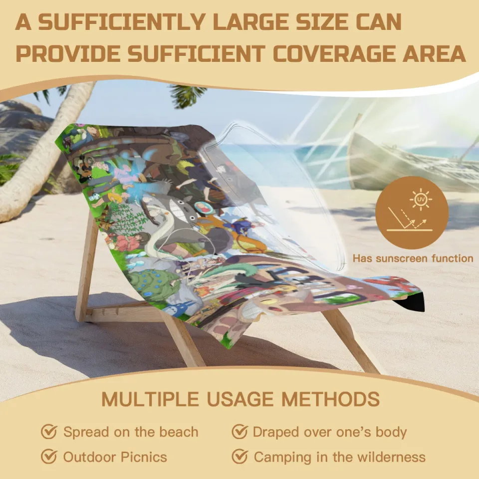 Totoro Beach Towel Quick Drying Microfiber Lightweight 30"x60" Birthday Gift