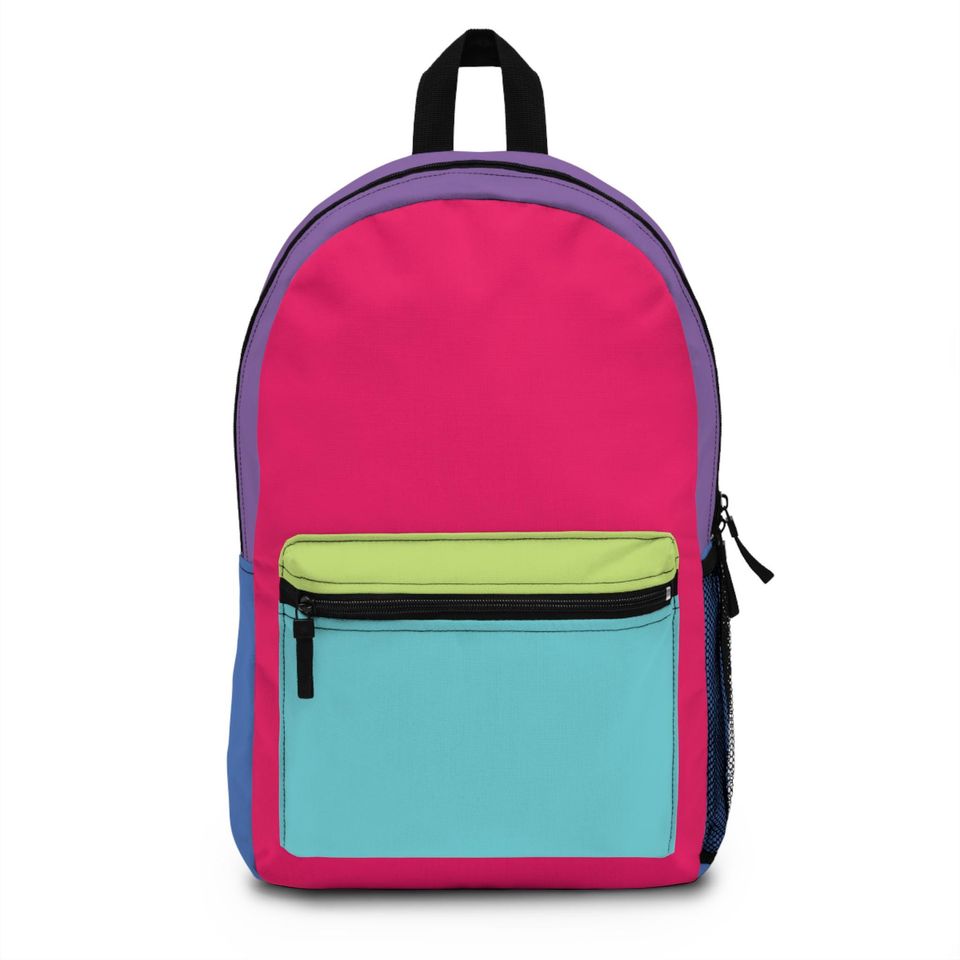 Colorful Lightweight Color Block Backpack | Vibrant Polyester School Bag | Adjustable Straps & Blank Name Tag | Durable Daily Use