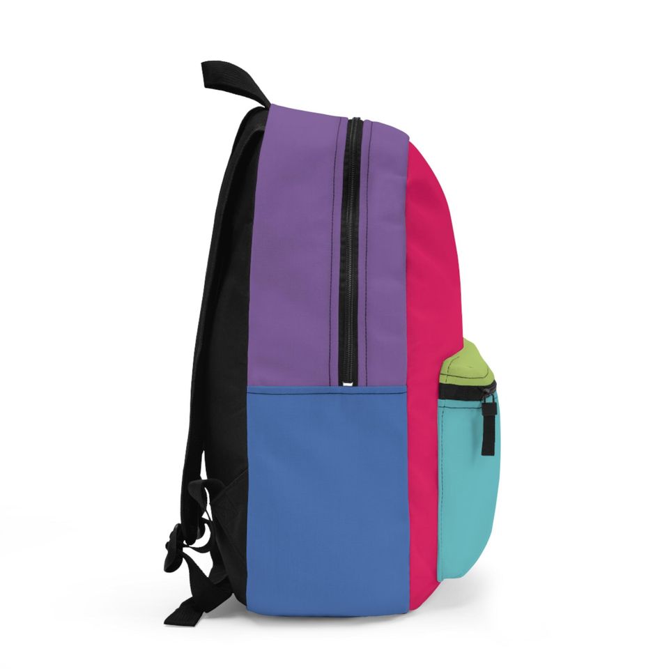 Colorful Lightweight Color Block Backpack | Vibrant Polyester School Bag | Adjustable Straps & Blank Name Tag | Durable Daily Use
