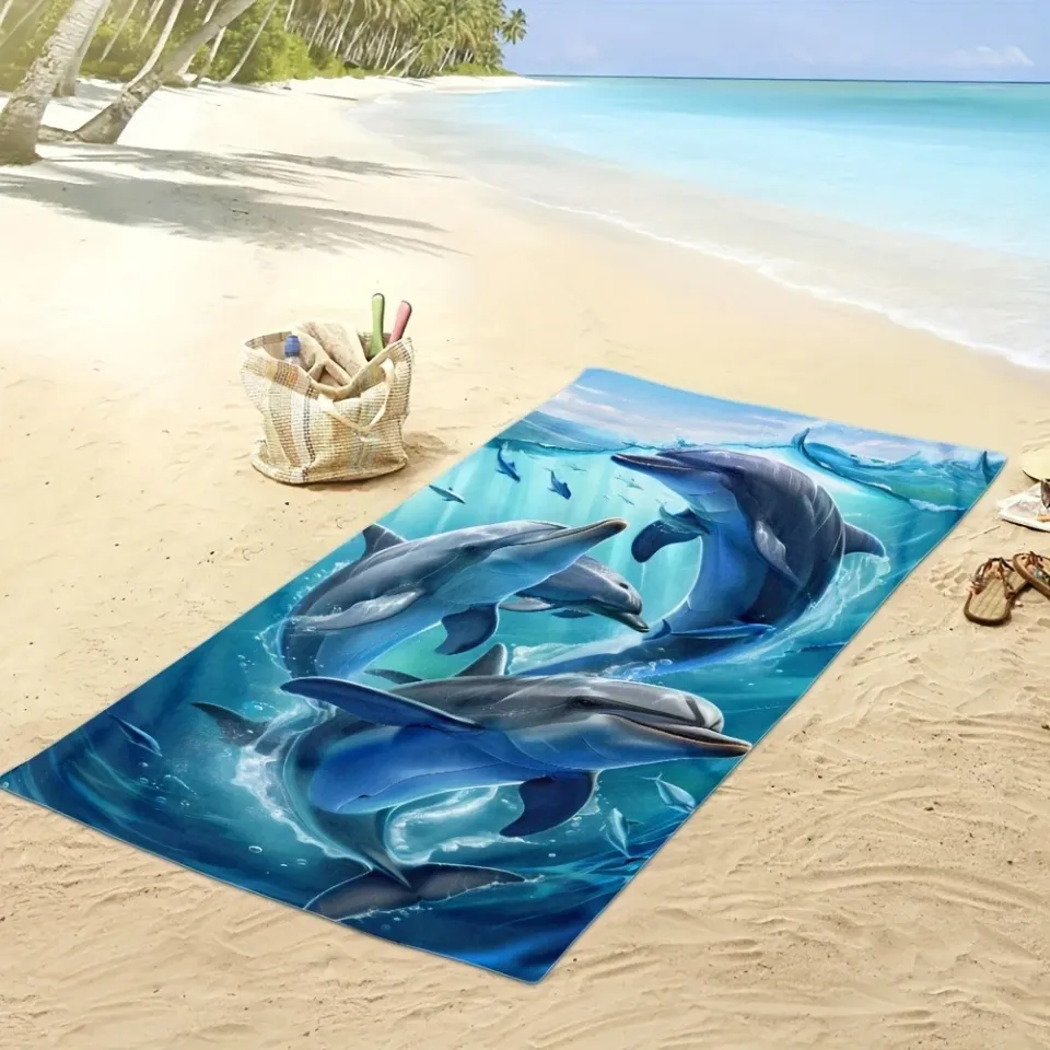 Large Dolphin Jump Microfiber Beach Towel Quick Dry Sand Free Soft Beach Towels