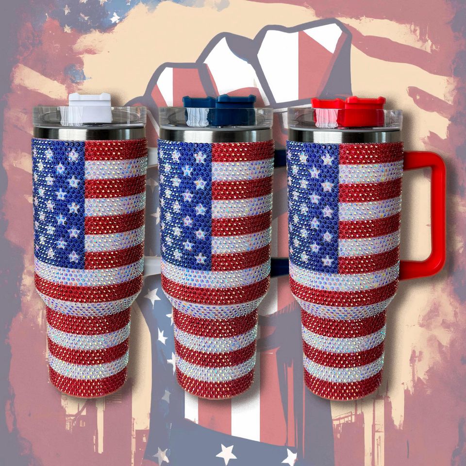 HOWWELL 40oz American Flag Rhinestone Tumbler