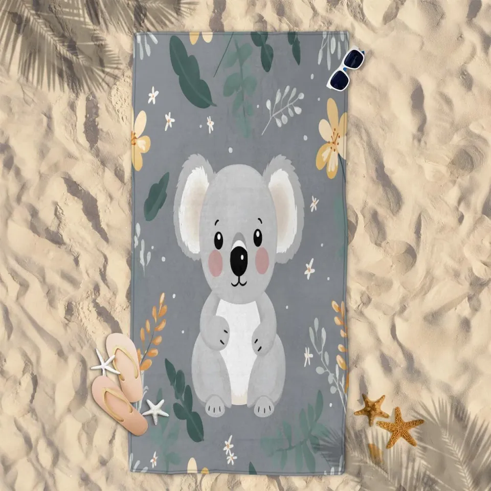 Microfiber Beach Towel Cute Koala Sand Free Lightweight Quick Dry 31"x61"