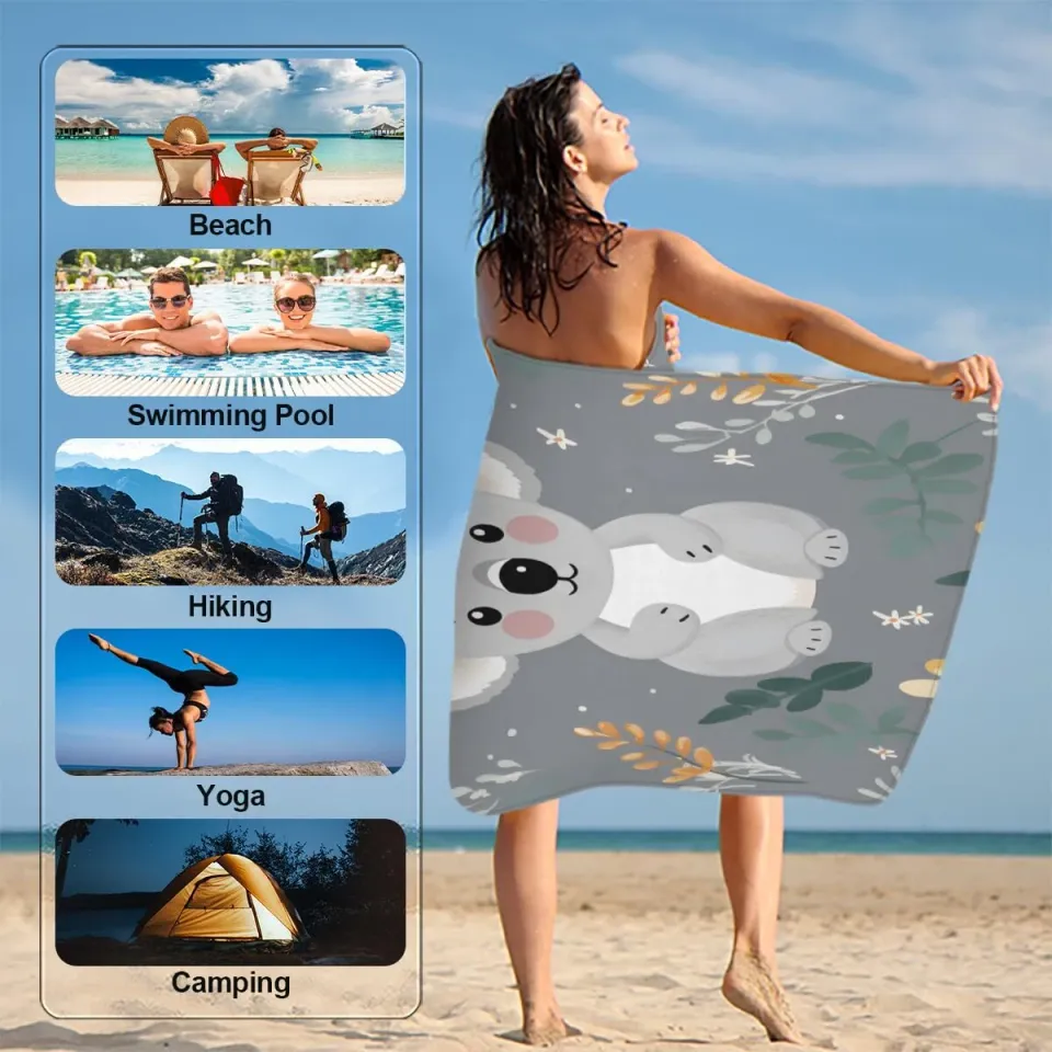 Microfiber Beach Towel Cute Koala Sand Free Lightweight Quick Dry 31"x61"