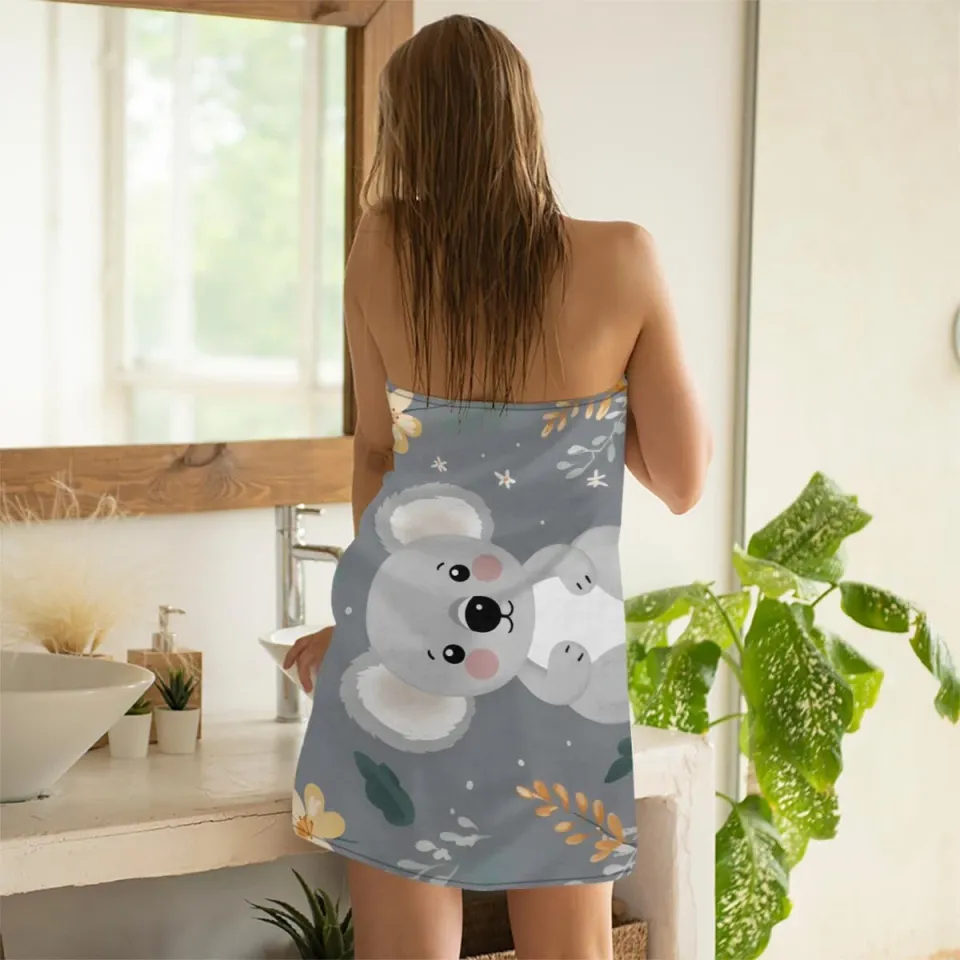 Microfiber Beach Towel Cute Koala Sand Free Lightweight Quick Dry 31"x61"