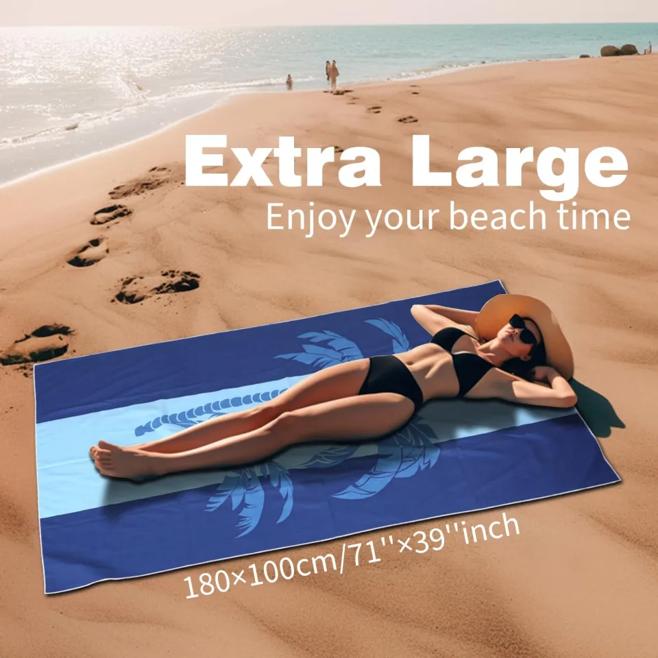 SKYREH Large Beach Towel, 71" x 39" Oversized Lightweight Compact Quick Dry S...