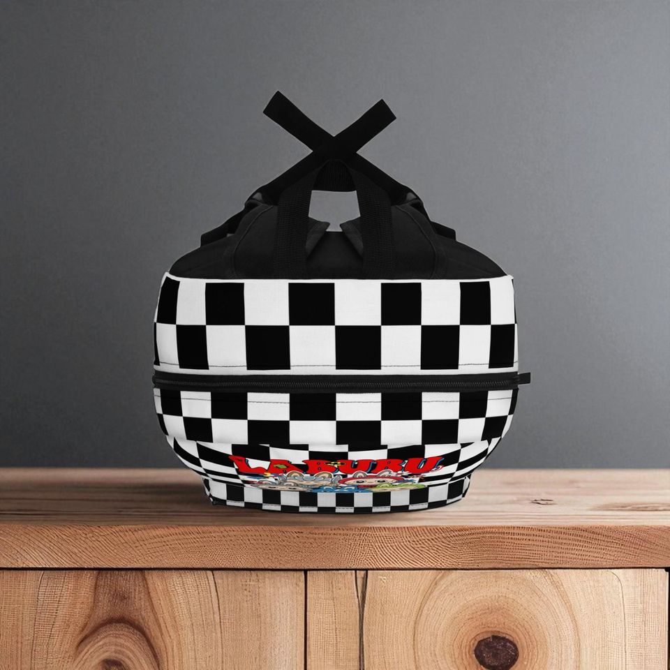 Labubu Inspired Superhero Backpack, Labubu Themed Bag, Checkerd Backpack, Back to School, Labubu Schoolbag