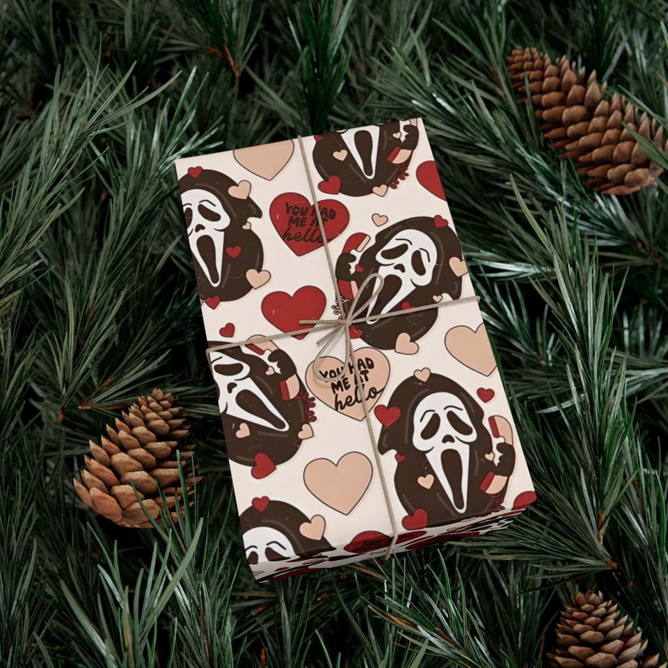 Scream/Ghost Face-Inspired Horror Themed Gift Wrap Paper