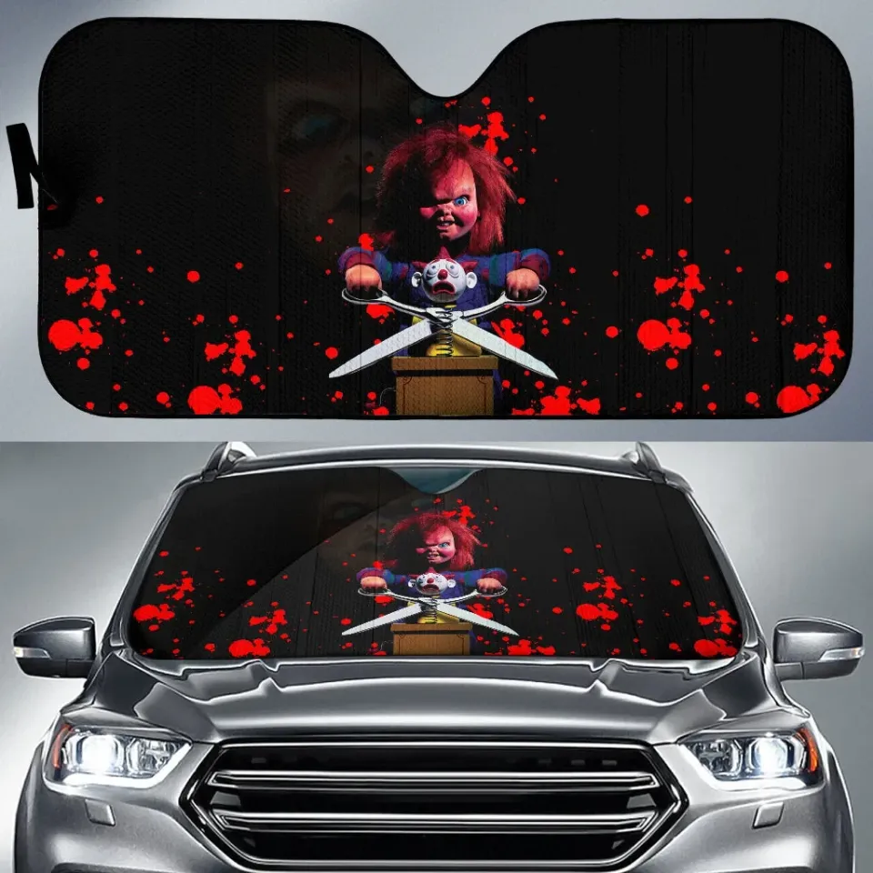 Chucky Wanna Play Child's Play Horror Fans Car Windshield Sun Shade