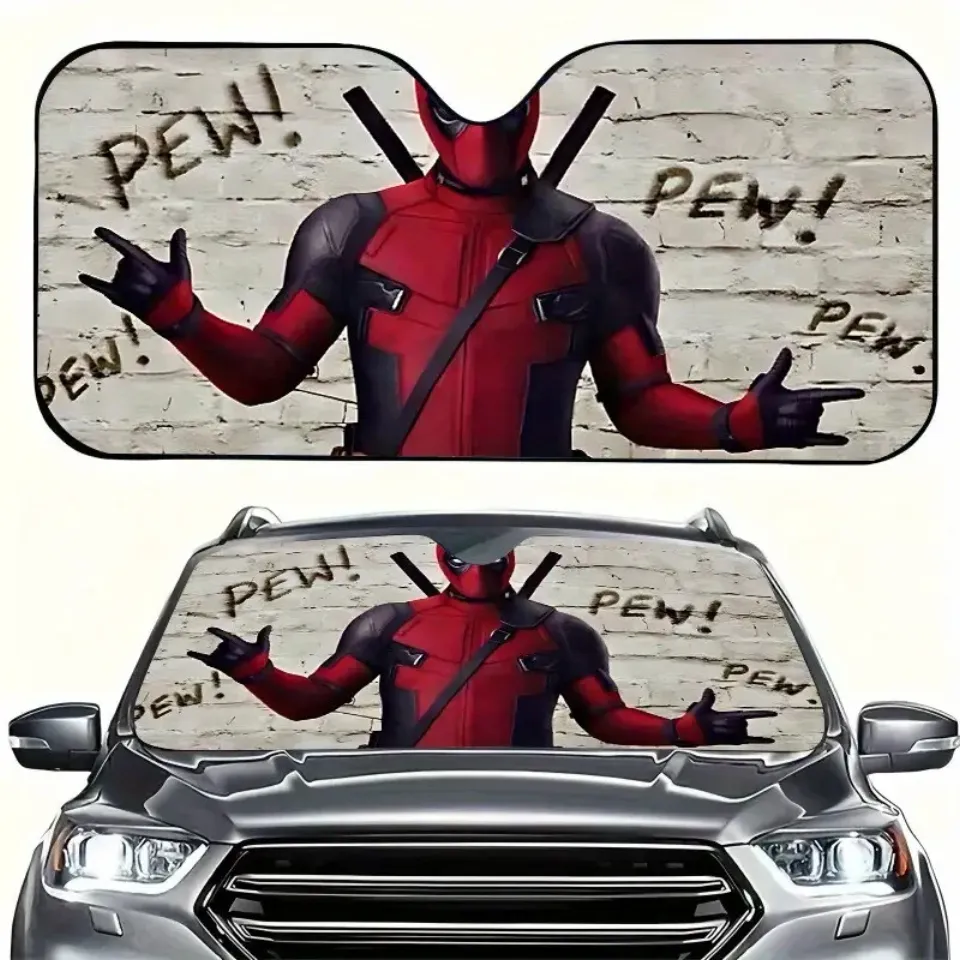 Funny Deadpool Pew Pew Deadpool Superhero Car Windshield Sun Shade