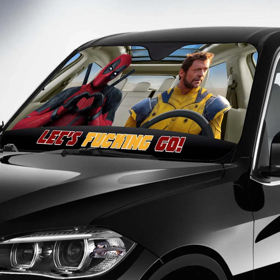 Deadpool Vs Wolverine Let's Fvcking Go Deadpool 3 Car Windshield Sun Shade