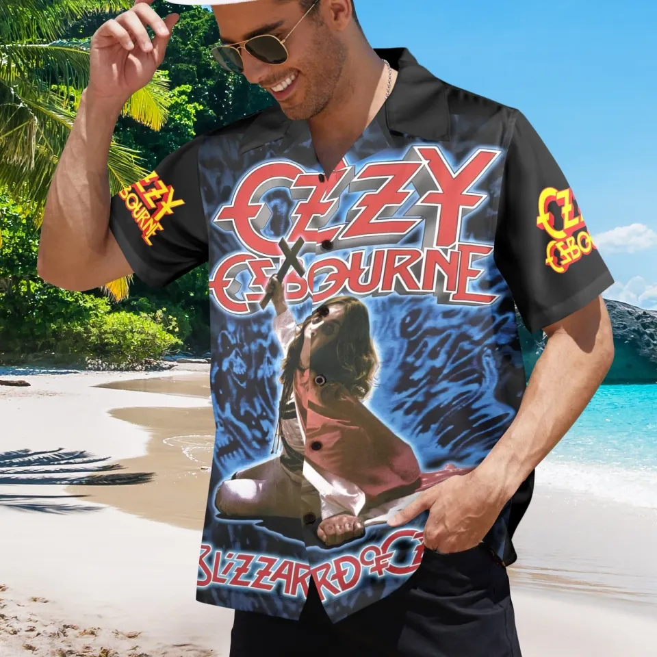 Ozzy Osbourne Button Down Hawaiian Shirt