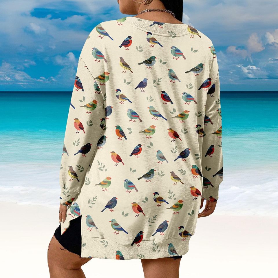 Colorful Bird Cross Sweater Dress, Bird Women Dress, Animal Dress, Aloha Summer Beach Dress, Bird Lover Dress, Vacation Gift For Her