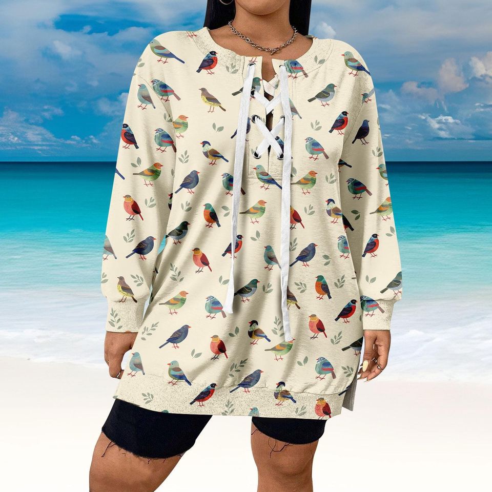 Colorful Bird Cross Sweater Dress, Bird Women Dress, Animal Dress, Aloha Summer Beach Dress, Bird Lover Dress, Vacation Gift For Her