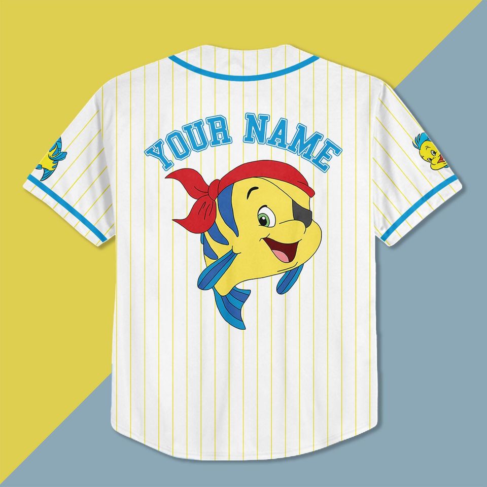 Personalized Flounder The Little Mermaid Baseball Jersey, Custom Flounder Baseball Jersey, The Little Mermaid Baseball Jersey