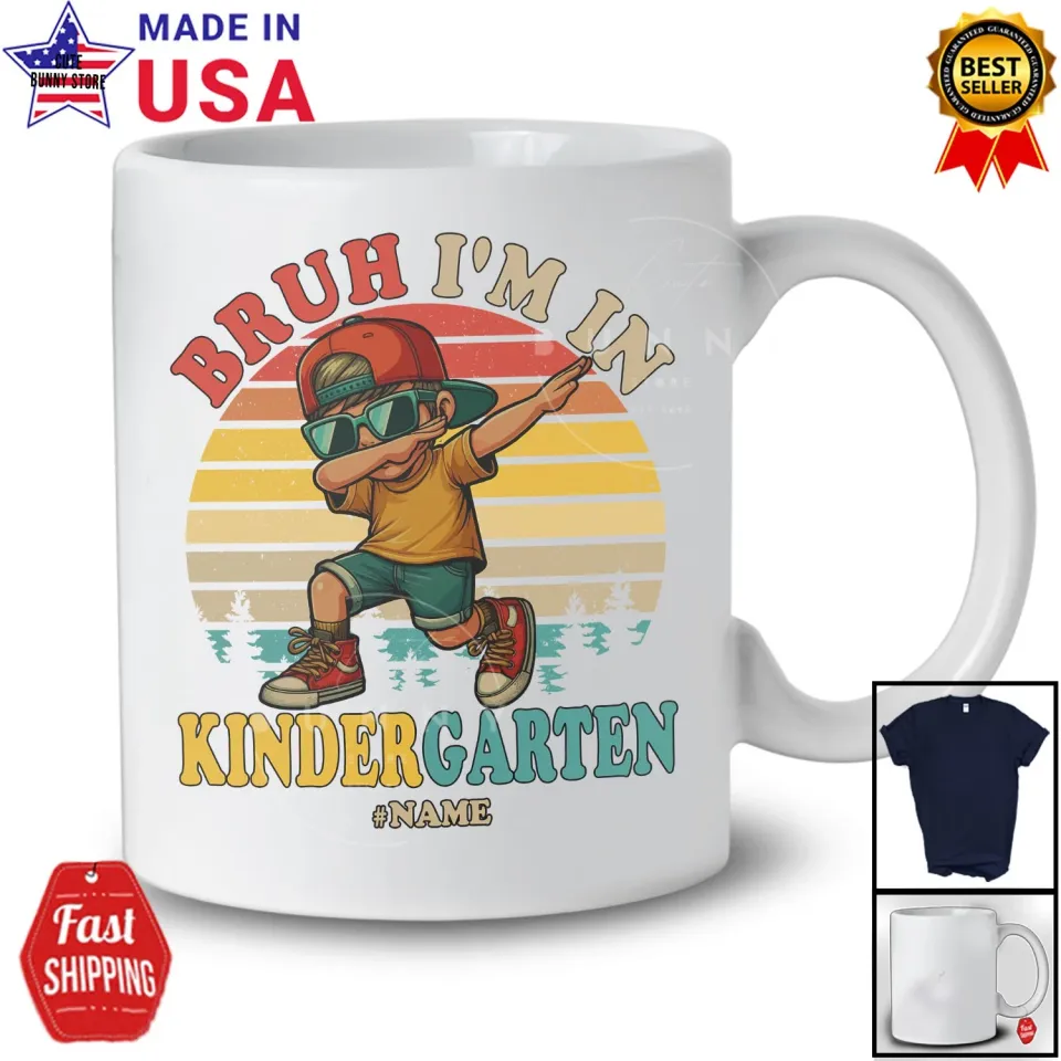 Vintage Retro Kindergarten; Back To School Custom Name Dabbing Boy Student Shirt