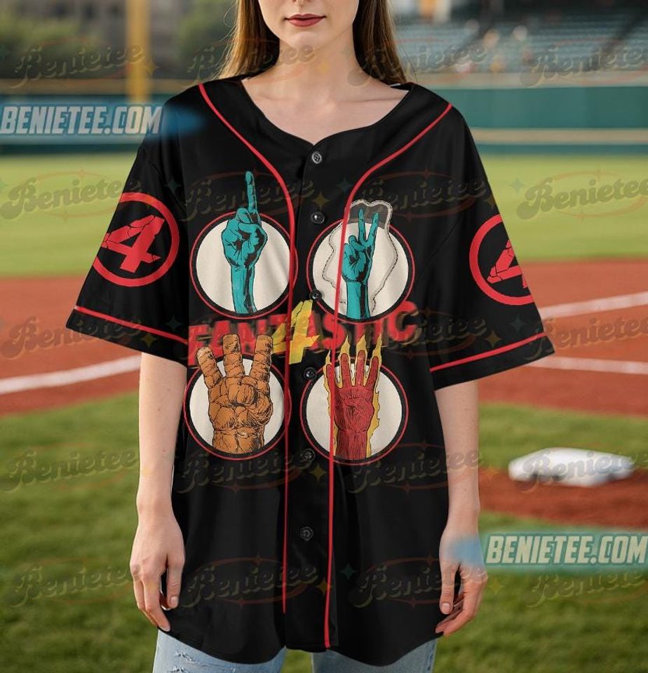 The Fantastic Four First Steps Baseball Jersey, Marvel Studio Superhero Jersey, Reed Richards Doctor Dooom Tee