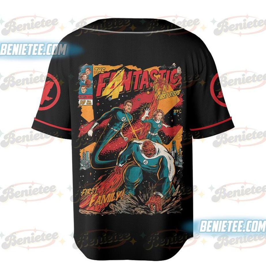 The Fantastic Four First Steps Baseball Jersey, Marvel Studio Superhero Jersey, Reed Richards Doctor Dooom Tee