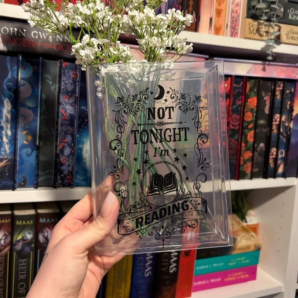 Not Tonight Im Reading Book Vase, Funny Bookish Quote Vase, Acrylic Dark Academia Decor, Sass Reader Shelf Art, Gothic Book Lover Gift