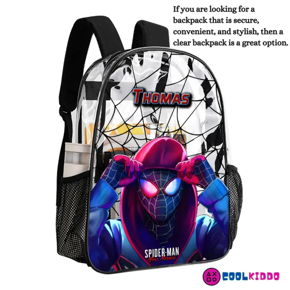Miles Morales Spider Verse Movie Inspired Transparent Clear Backpack for School