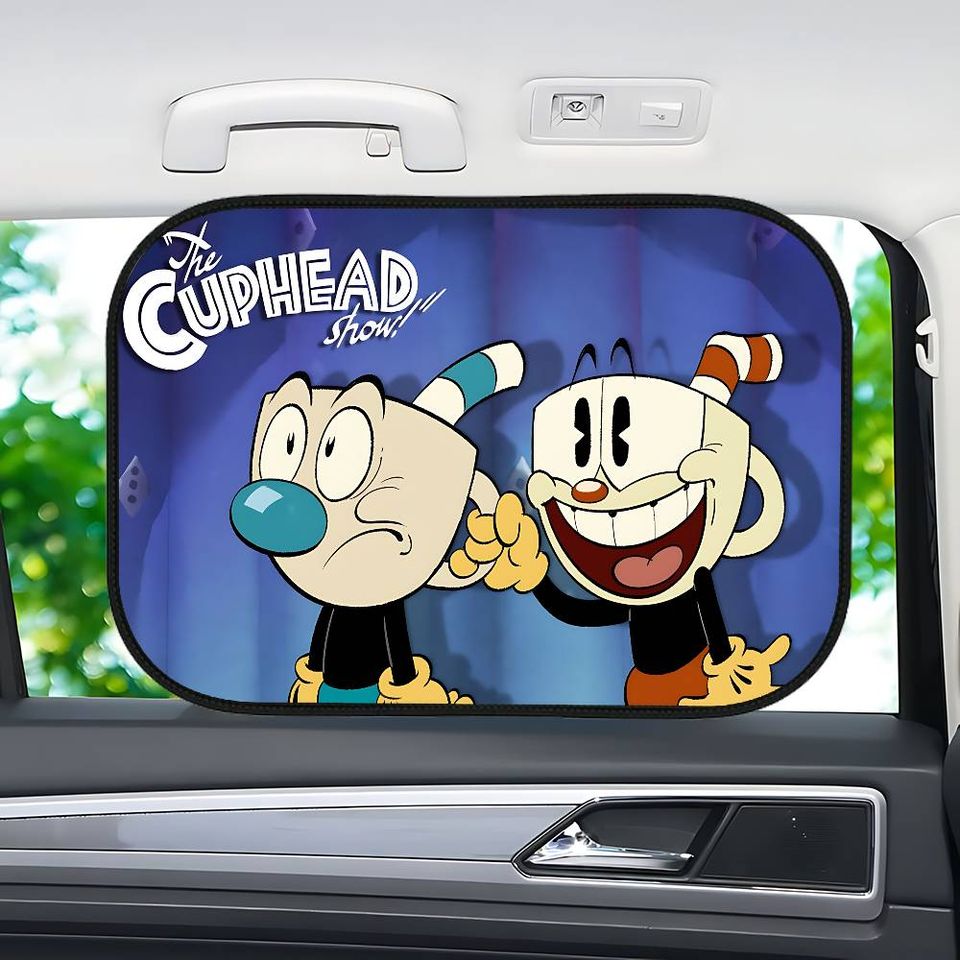 Cartoon Cuphead Car Sun Shade For Windshield