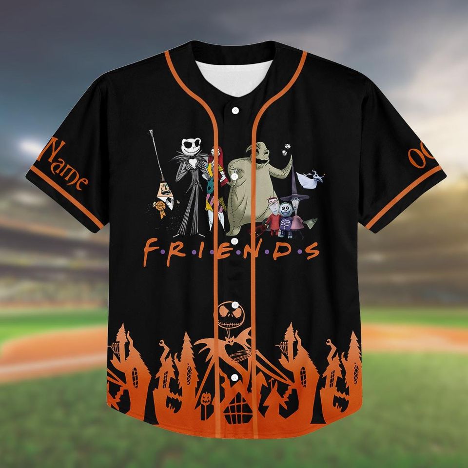 Personalized Jack Skellington Custom Halloween Baseball Team Jersey Shirt