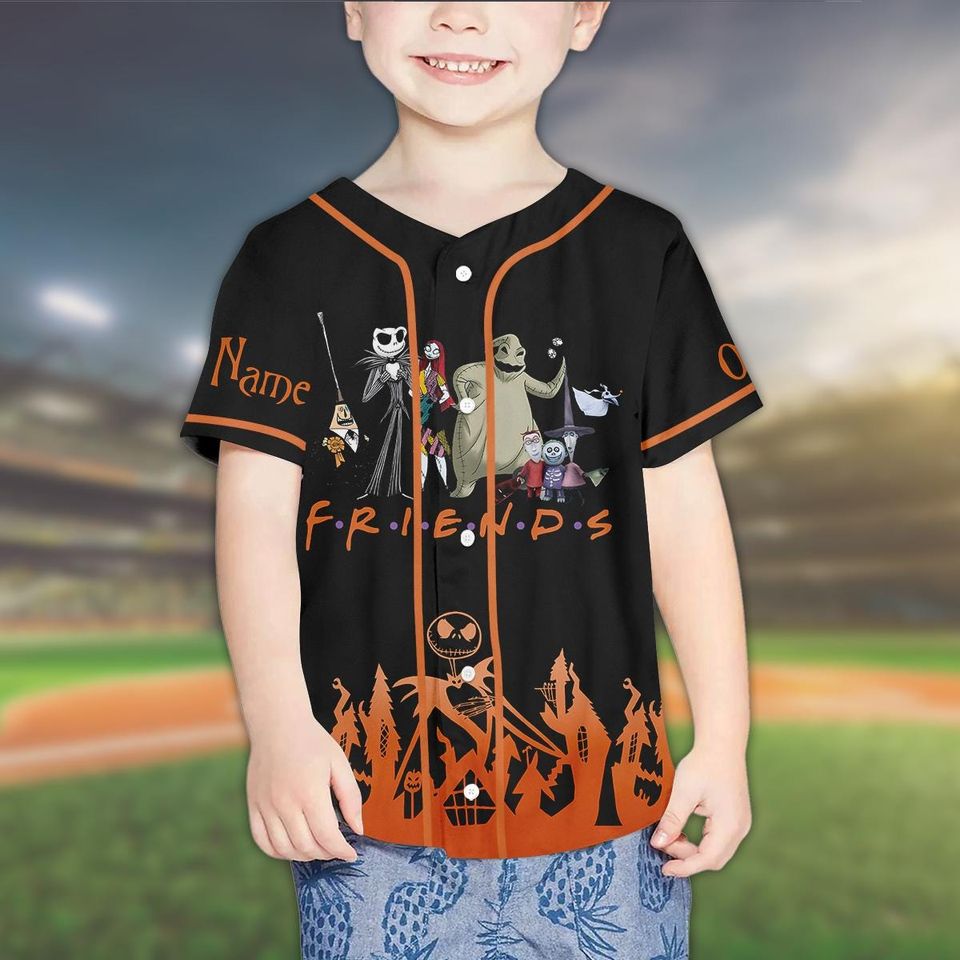 Personalized Jack Skellington Custom Halloween Baseball Team Jersey Shirt
