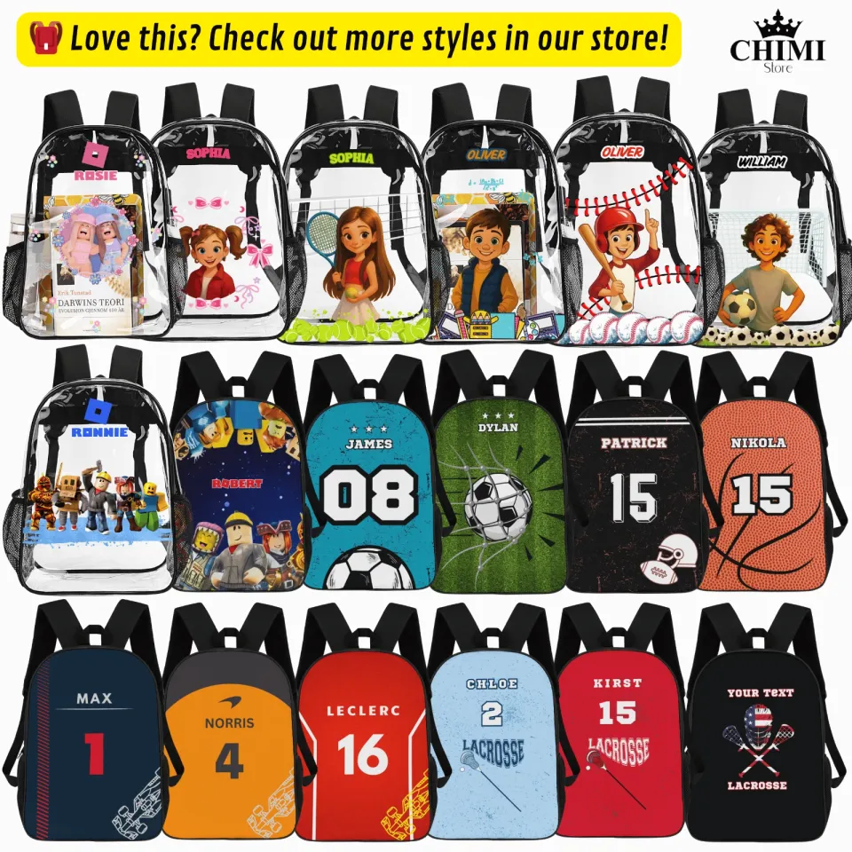 AI Cartoon Sport Backpack – Custom with Your Photo - Clear Backpack