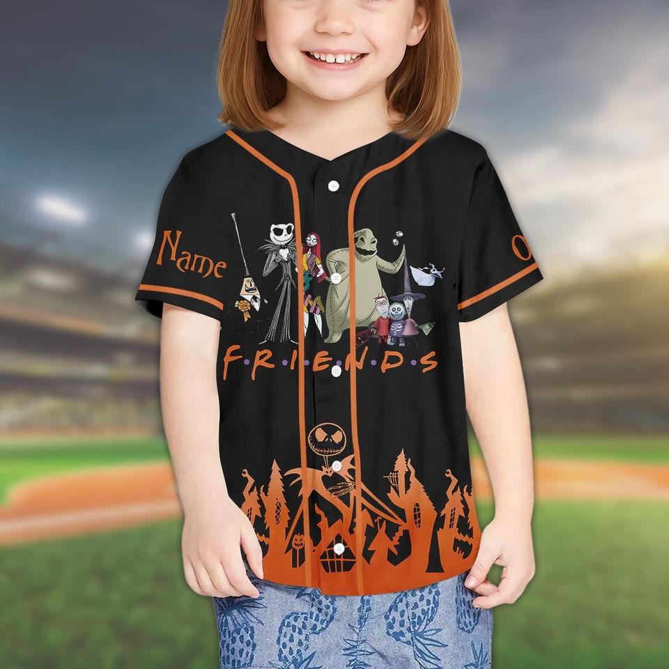 Personalized Jack Skellington Custom Halloween Baseball Team Jersey Shirt