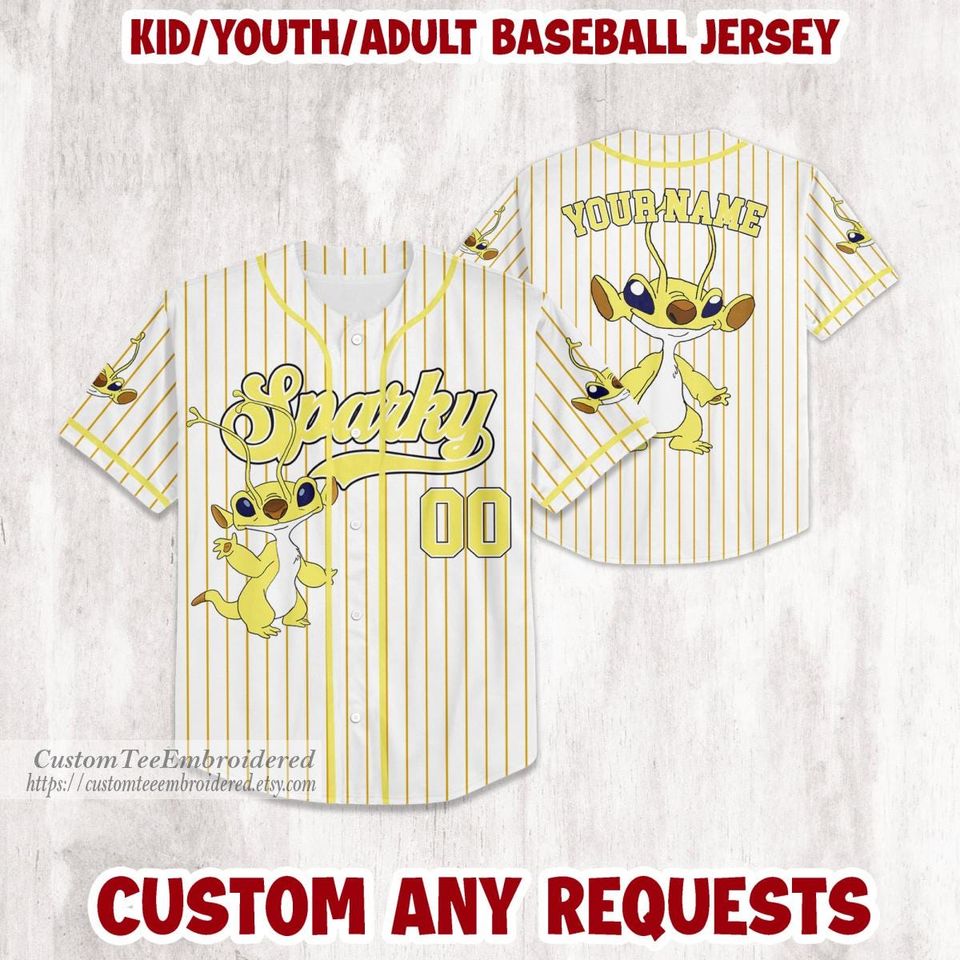 Custom Stitch & Angel Baseball Jersey, Lilo & Stitch Experiments Design for All Ages