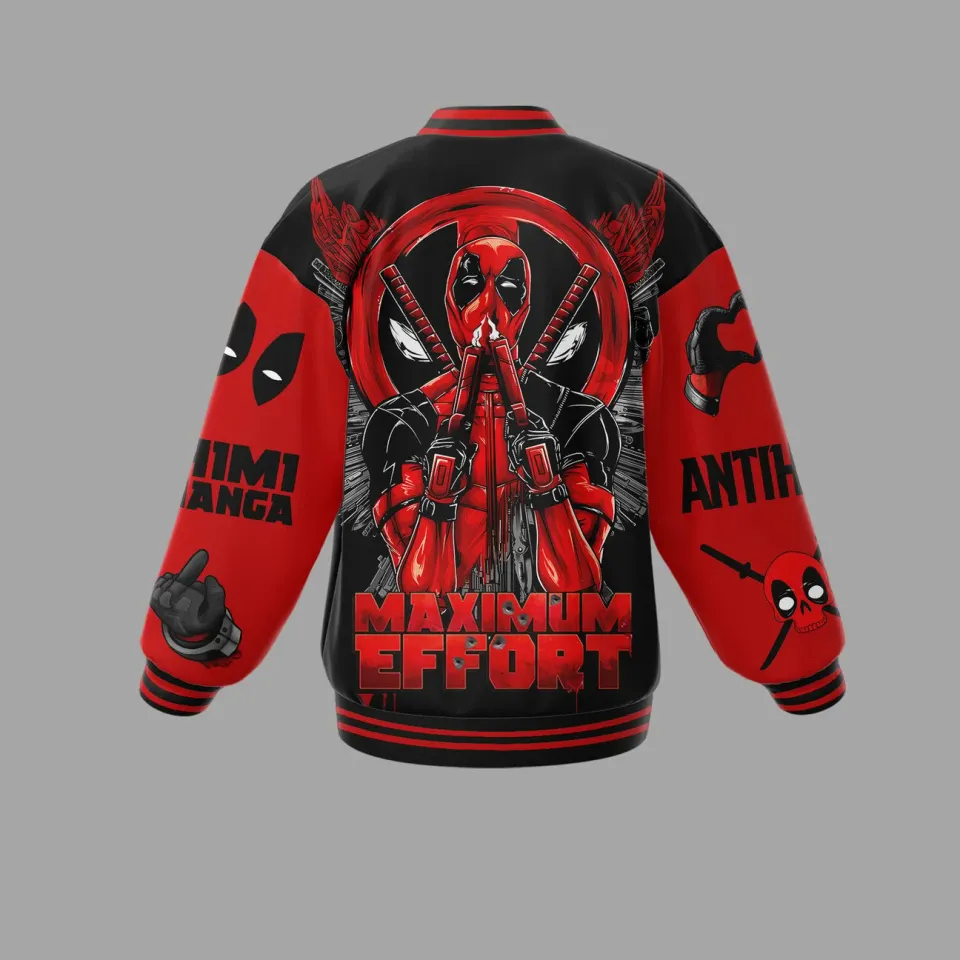 Deadpool Lovers Maximum Effort Amazing Superhero Gift For Him Baseball Jacket
