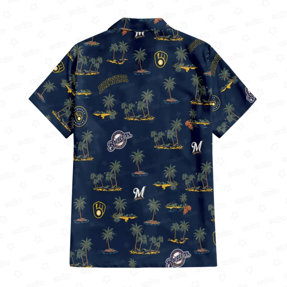Milwaukee Vaseball Team Brewers Hawaiian Button Shirt