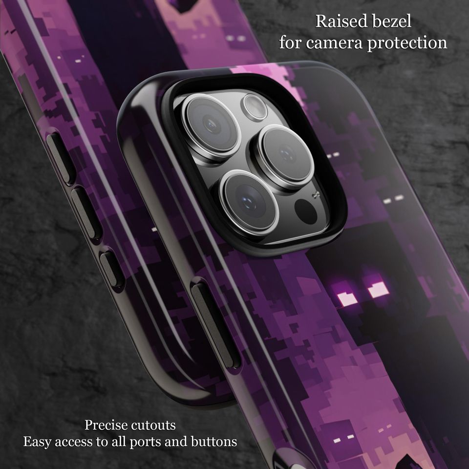 Enderman Pixel Art iPhone Flexi Case for Minecraft Game Fans